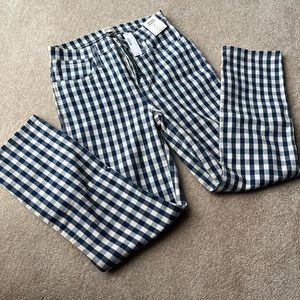 J. Crew Women’s Preppy blue check vintage straight jeans size 27 NWT